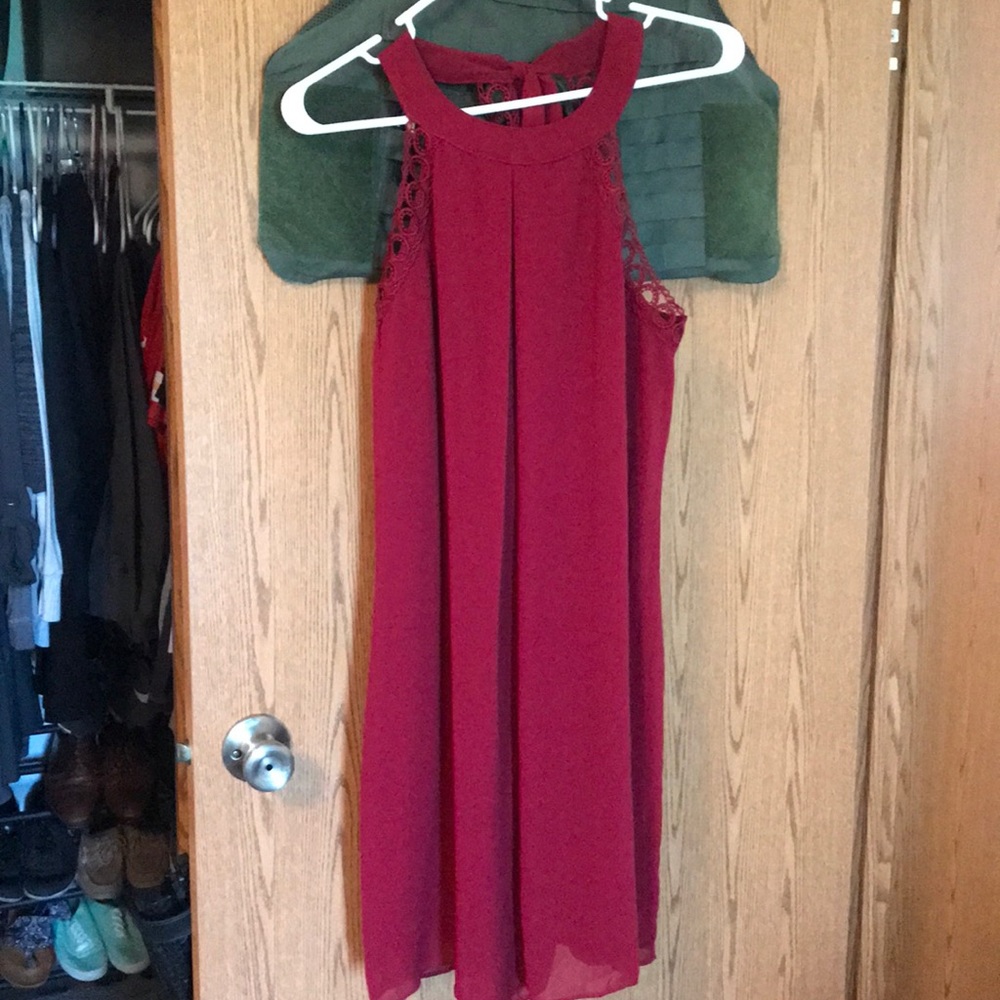 Dark red halter dress